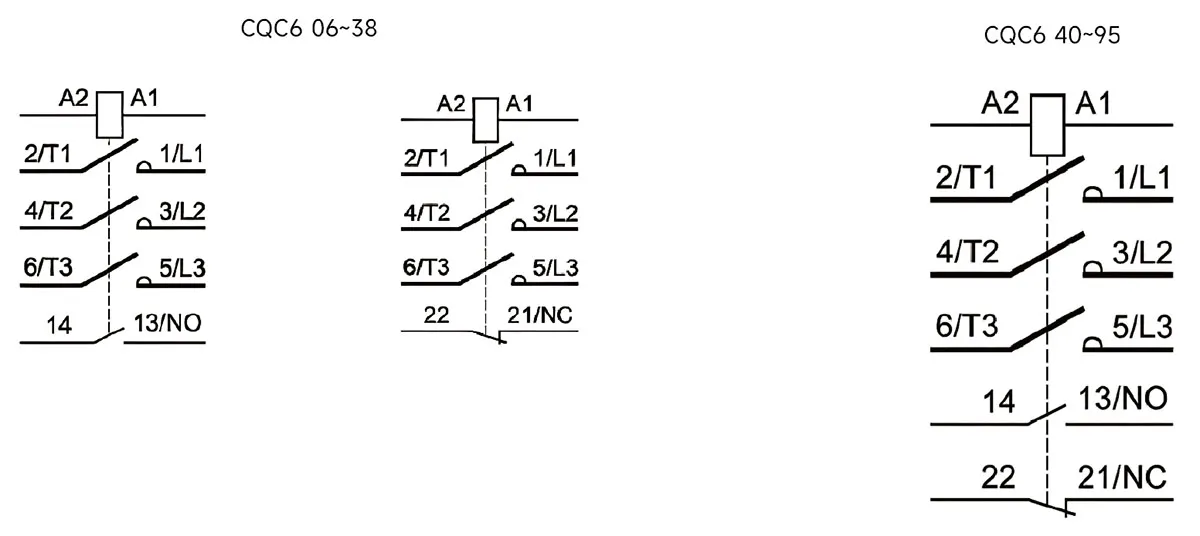 CQC6 terminal and auxiliary-contact notation for a supplier response