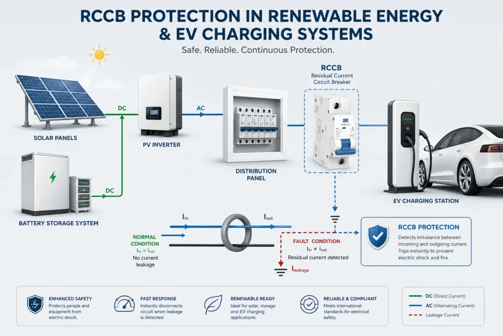 RCCB Applications in Solar PV Systems and Renewable Energy Projects