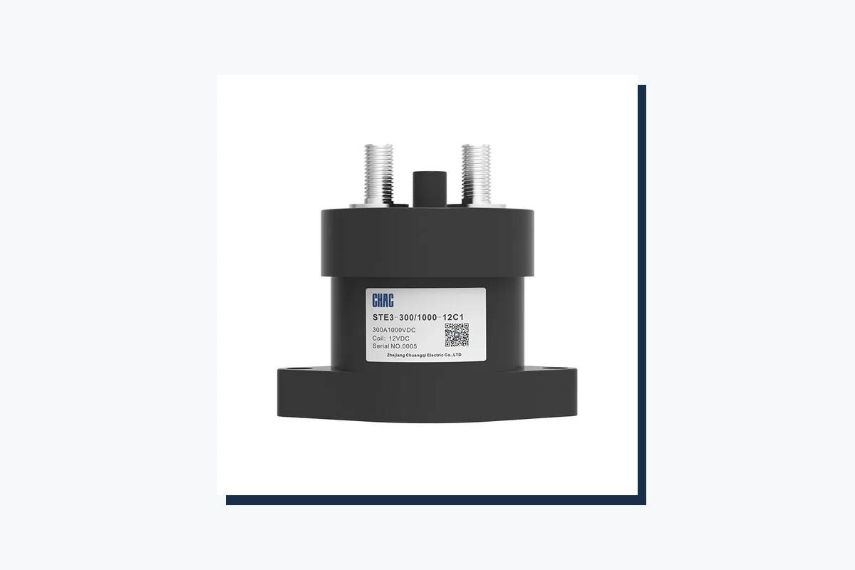 CHAC high-voltage DC contactor detail for a polarity and coil review