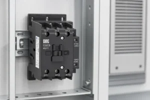 AC contactor failure symptoms inside a commercial HVAC control compartment