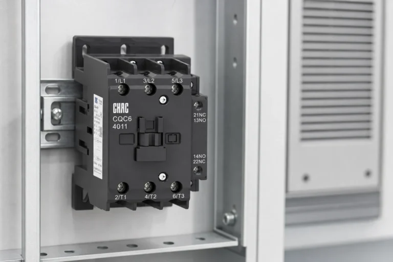 AC contactor failure symptoms inside a commercial HVAC control compartment