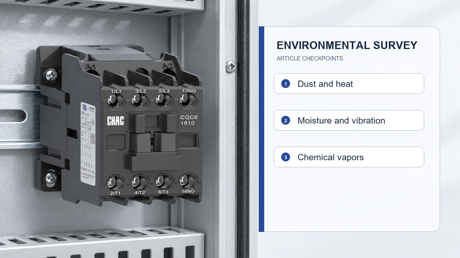 Environmental survey checkpoints for industrial electrical protection