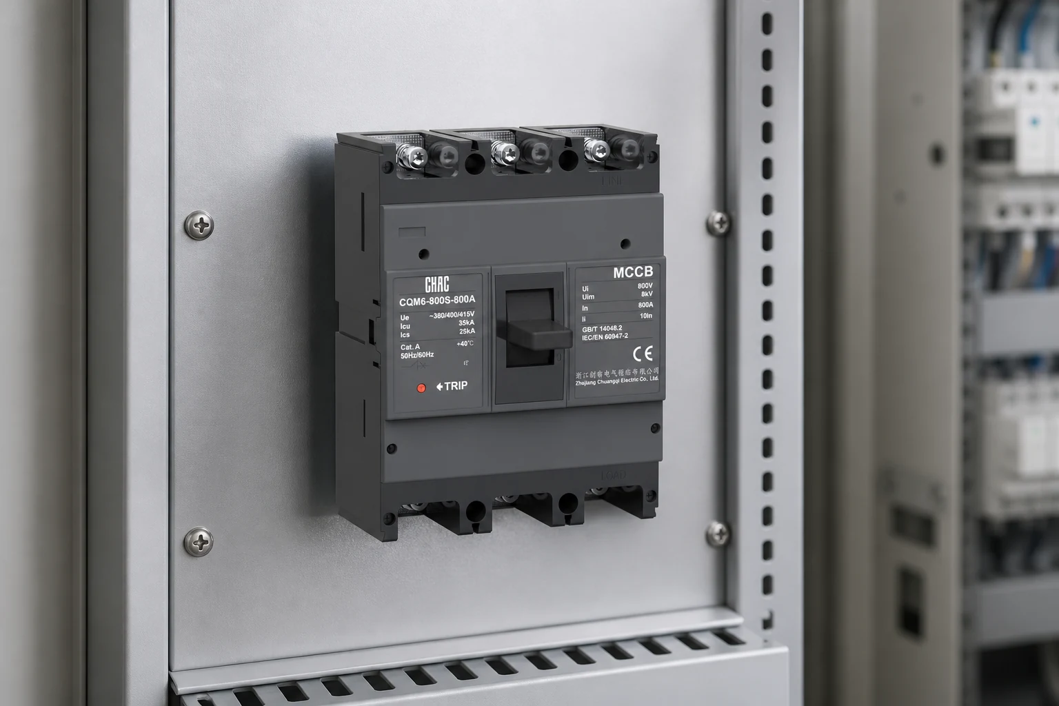 Main circuit breaker installed at the incoming section of a low-voltage distribution board