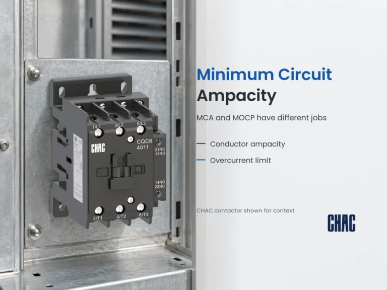 Minimum Circuit Ampacity — CHAC contactor shown for context