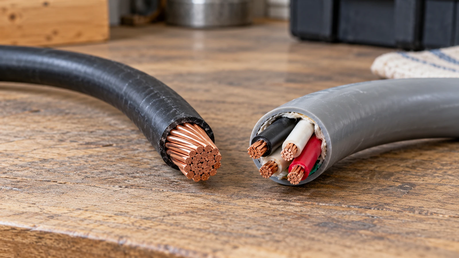 Single-conductor and sheathed cable construction samples