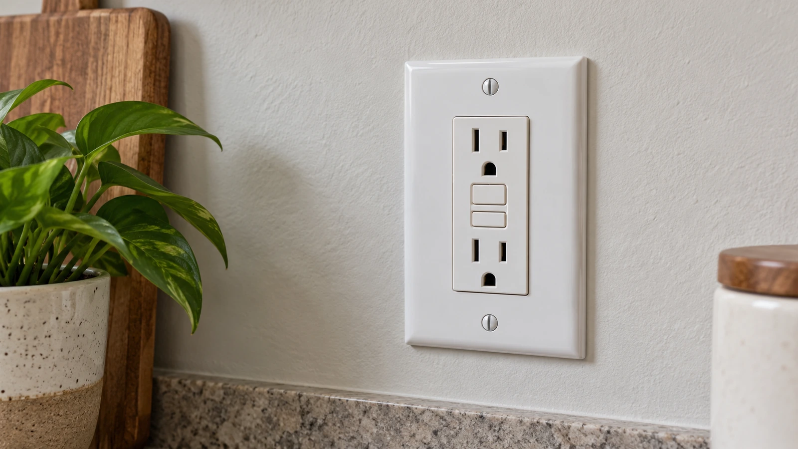 Built-in control buttons on a generic GFCI-style receptacle