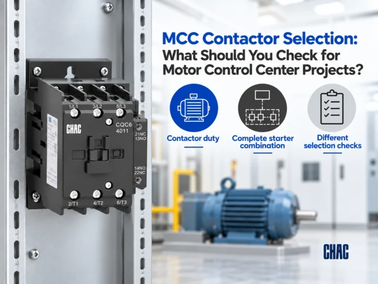 MCC Contactor Selection: What Should You Check for Motor Control Center Projects?; CHAC CQC6 contactor