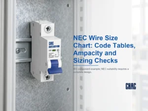 NEC Wire Size Chart: Code Tables, Ampacity and Sizing Checks — CHAC CQB2-63 product example