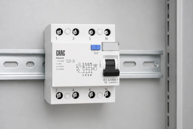 Electrician testing ground-fault and short-circuit protection in a panel