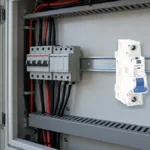 CHAC PXB6DC-63 DC breaker on a DIN rail in a solar distribution cabinet